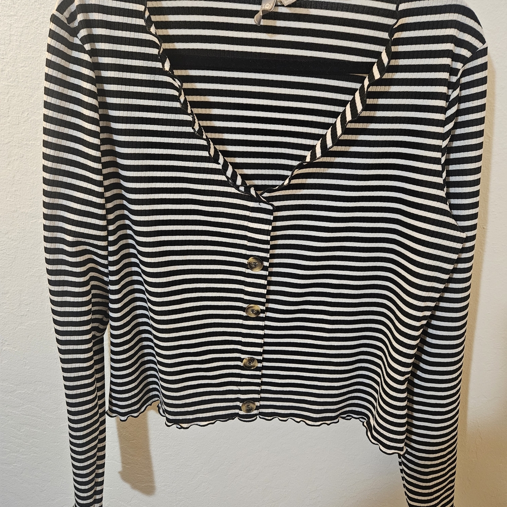 Asos Black and White Striped Women's Top